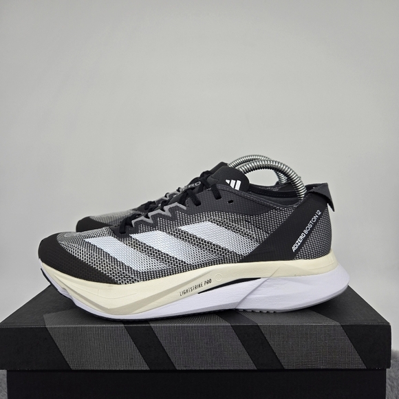 New adidas Adizero Boston 12 Core Black Cloud White Women's Running Shoes Size 9 - Picture 1 of 8